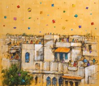 Zahid Saleem, 30 x 36 Inch, Acrylic on Canvas, Cityscape Painting, AC-ZS-142